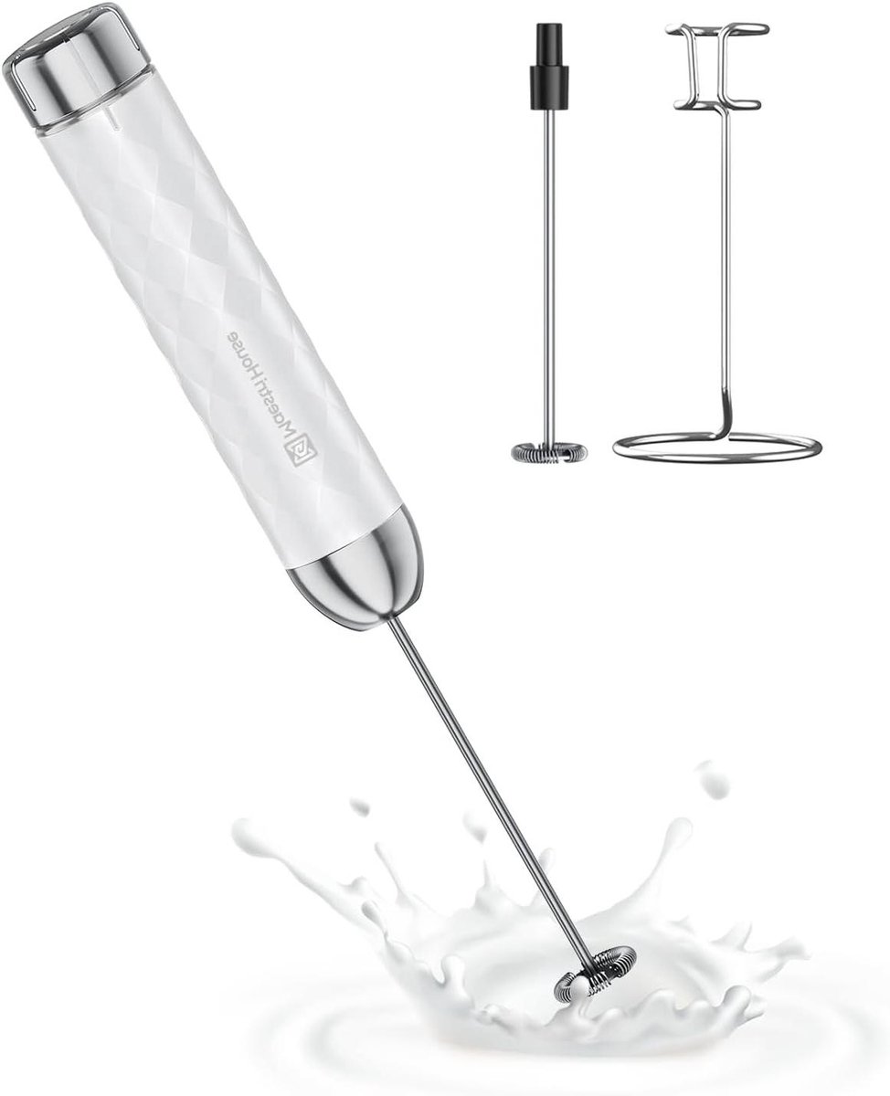 Elektrische Opschuimer Melk Mixer Dranken Bereiden Variabele Snelheid 3.1 x 3.1 x 15 cm Wit