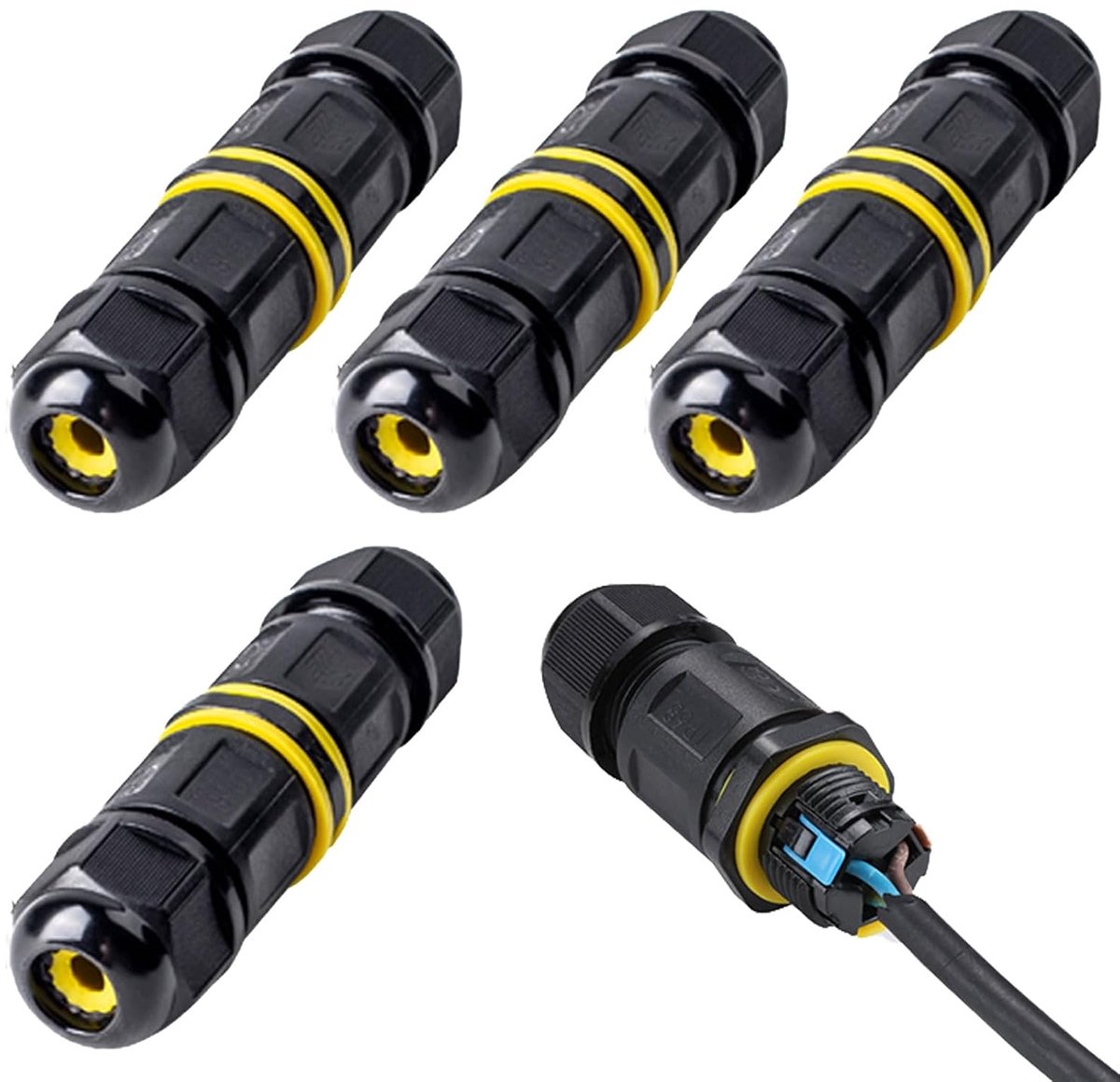 Waterdichte kabelconnectoren 3 pin - IP68 waterproof - 4 stuks - veilig voor buitengebruik - ShopVlot
