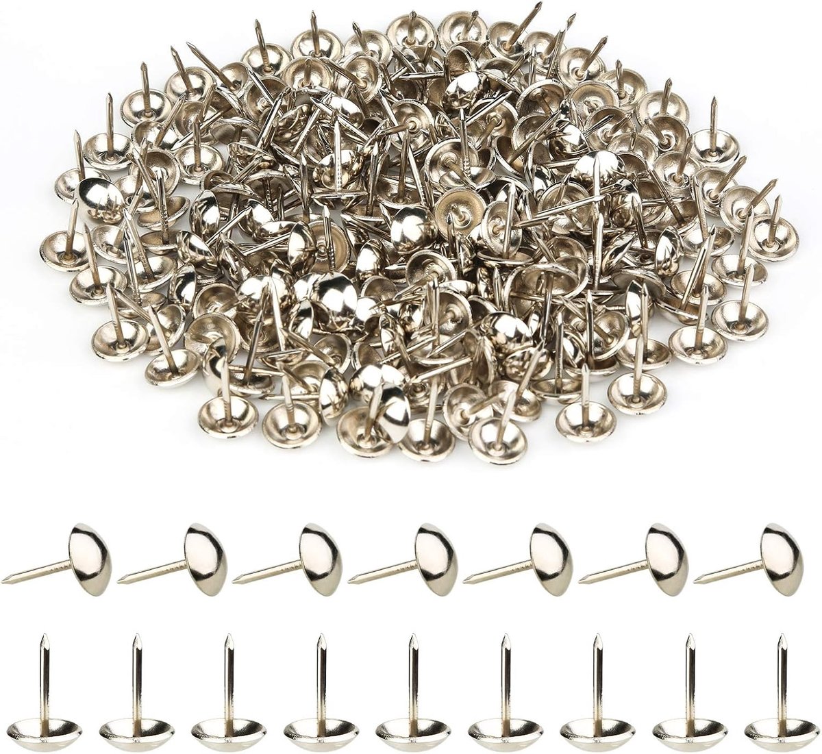 Bekledingsspijkers - Wit Nikkel - 11 x 17 mm - Decoratieve Nagels voor Meubelstoffering - Voor Meubels en Doe-Het-Zelf Projecten