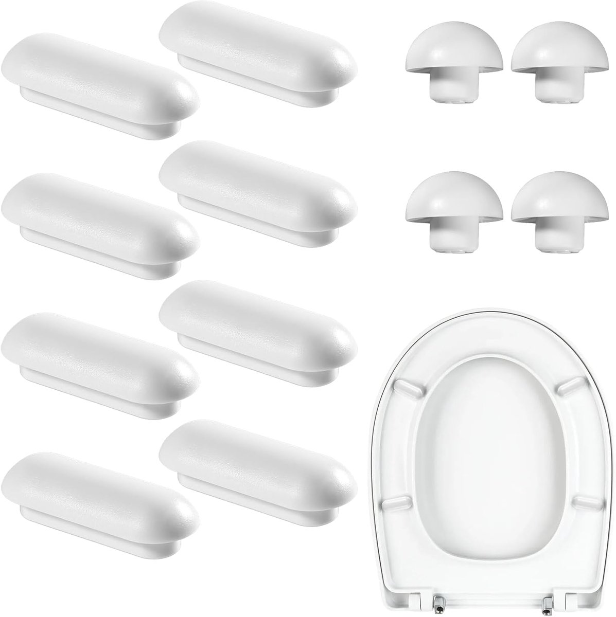 SnelShoppen - 12 Stuks Toiletbril Buffer Set, Vervangende Buffer Spacer en Demper voor Ovalen en Ronde Toiletten, Perfect voor Thuis, Kantoor en Hotel