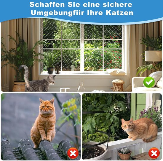 Kattennet voor Balkon - Transparant - 3 x 8 m - Duurzaam Polymeer - Voor Kattenbescherming — afbeelding 4