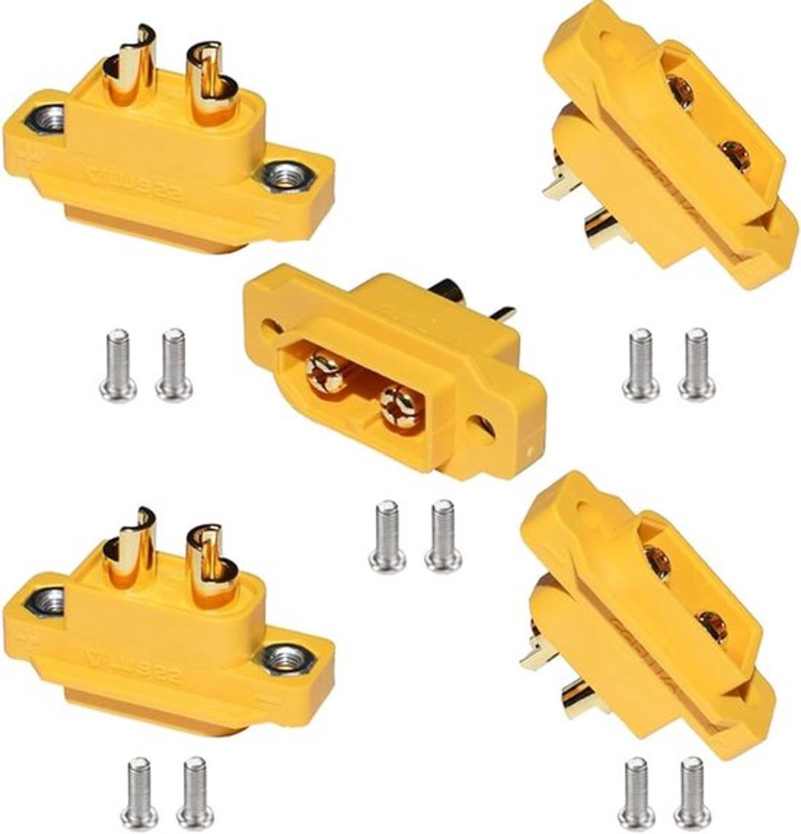 5 Paar XT60E-M Flush-Mount Stekkers voor Lipo Batterijen - 2-Pins Verbinding voor Modelbouw en DIY Projecten
