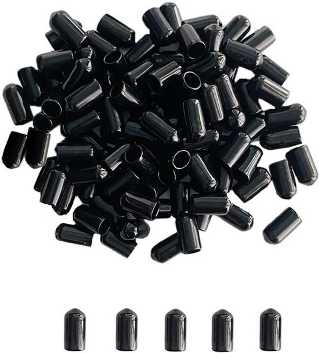 200 Stuks Rubber Einddoppen voor Schroeven - Beschermers voor Draad, 8mm, Zwart, Isolatie, Flexibel, Duurzaam