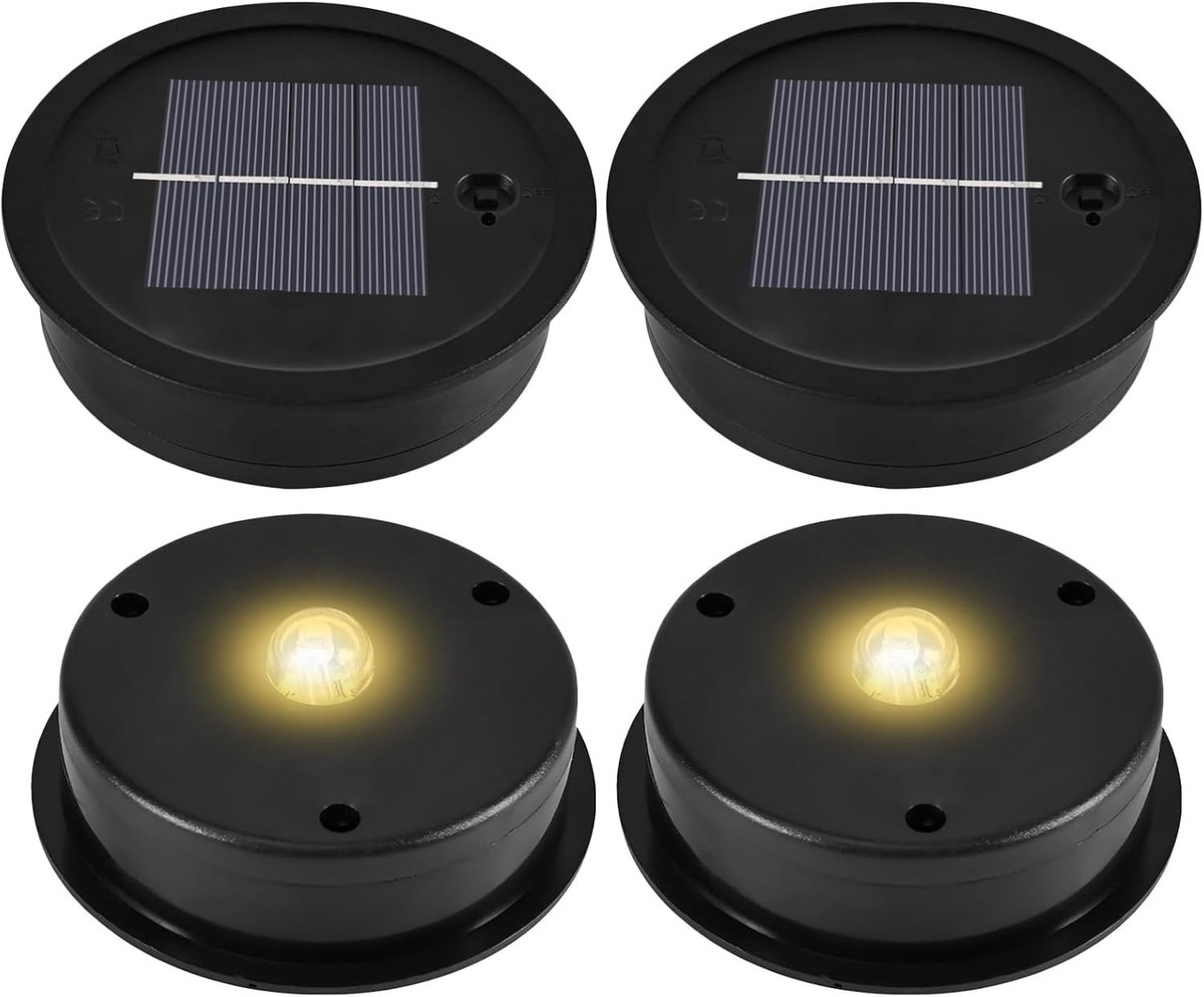 Reserveonderdelen voor Zonnelamp - Zwart - 4 Stuks - LED Warm Wit Licht - Voor Buitenverlichting