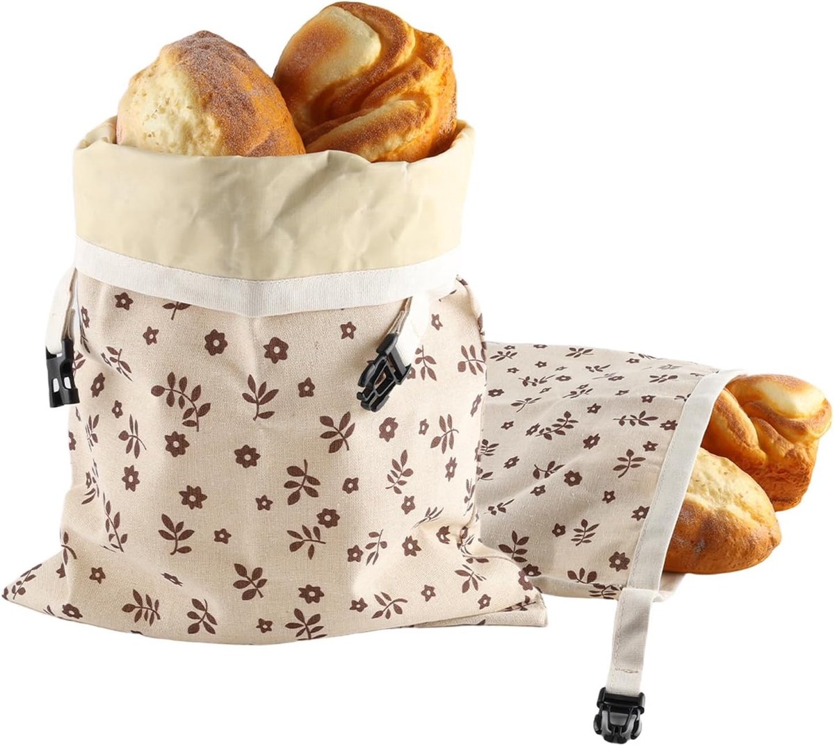 Bijenwas broodzakken - Linnen - 43 x 33 cm - Herbruikbare broodzak met Clipsluiting - Voor Brood, Baguettes en Gebak