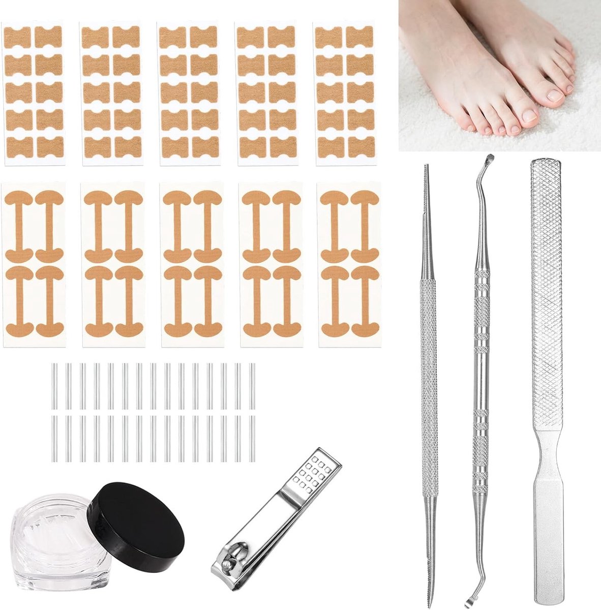 Ingroeiende Teennagel Verwijdering Set - Kaki - Professionele Pedicure Gereedschap voor Thuis Gebruik