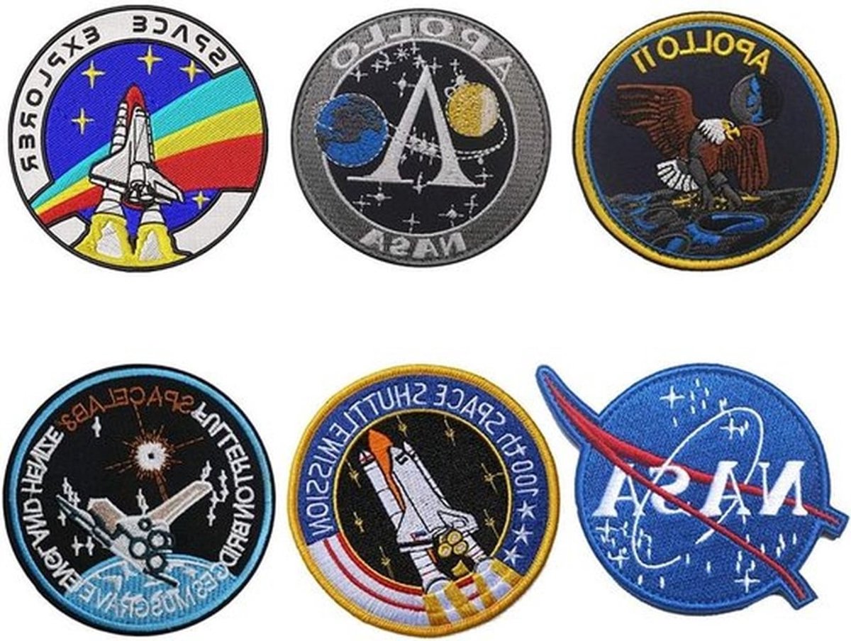 Set van 6 Geborduurde Patches met Haak- en Lus Sluiting voor Rugzakken, Petten en Tassen