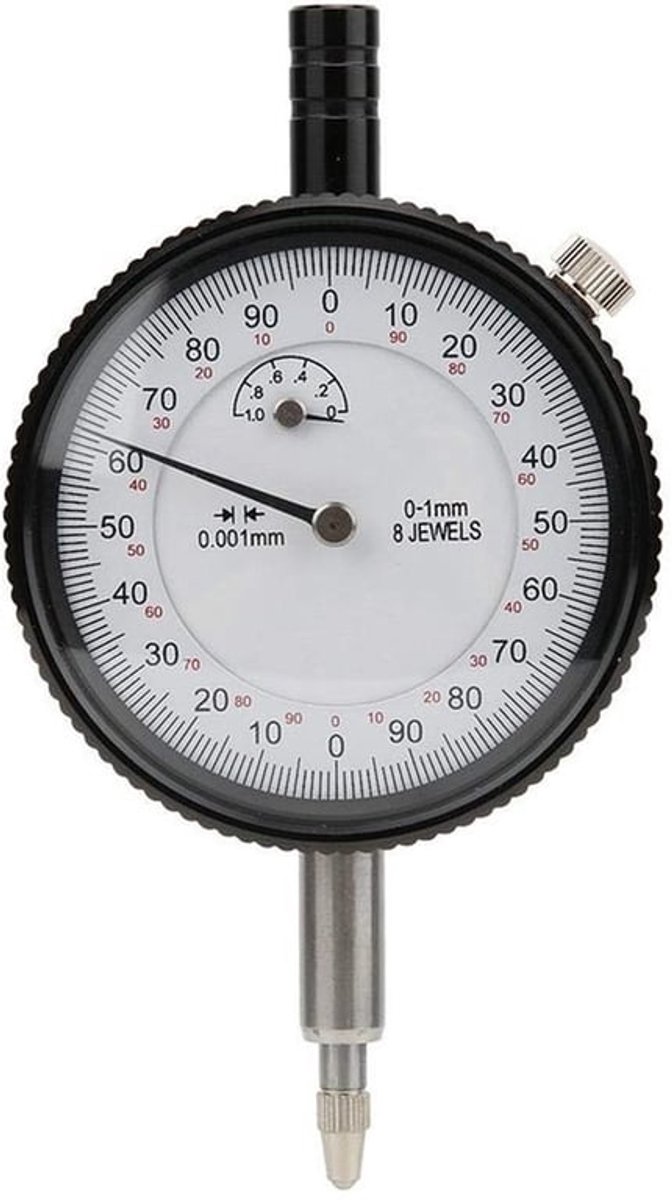 Kalibratie-instrument 0,001 mm - Schokbestendige Meetklok - 8 Juwelen - Roestvrij Staal - Hoge Gevoeligheid - Eenvoudig Afleesbaar