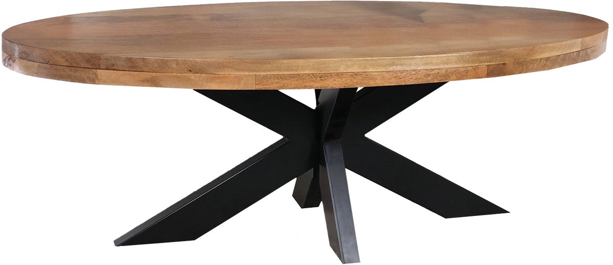 Salontafel ovaal mangohout 100cm Jimmy lichtbruin duurzaam hout mango ovale bijzettafel