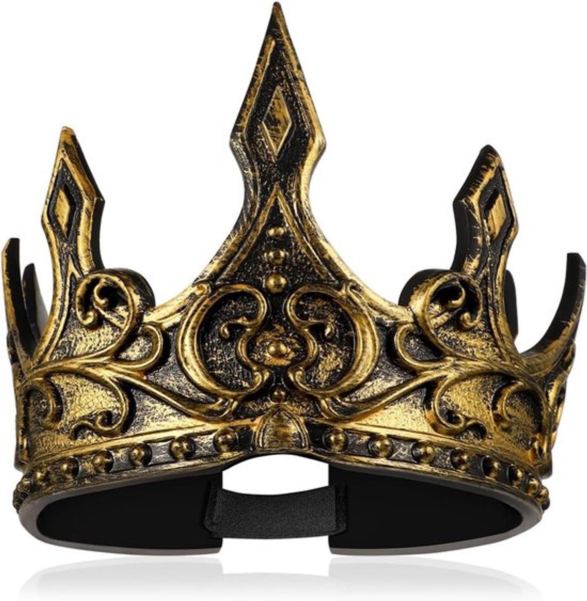 Middeleeuwse Koningskroon - Verstelbare Antieke Gouden Kroon voor Mannen - Perfect voor Carnaval, Themafeesten en Verjaardagen