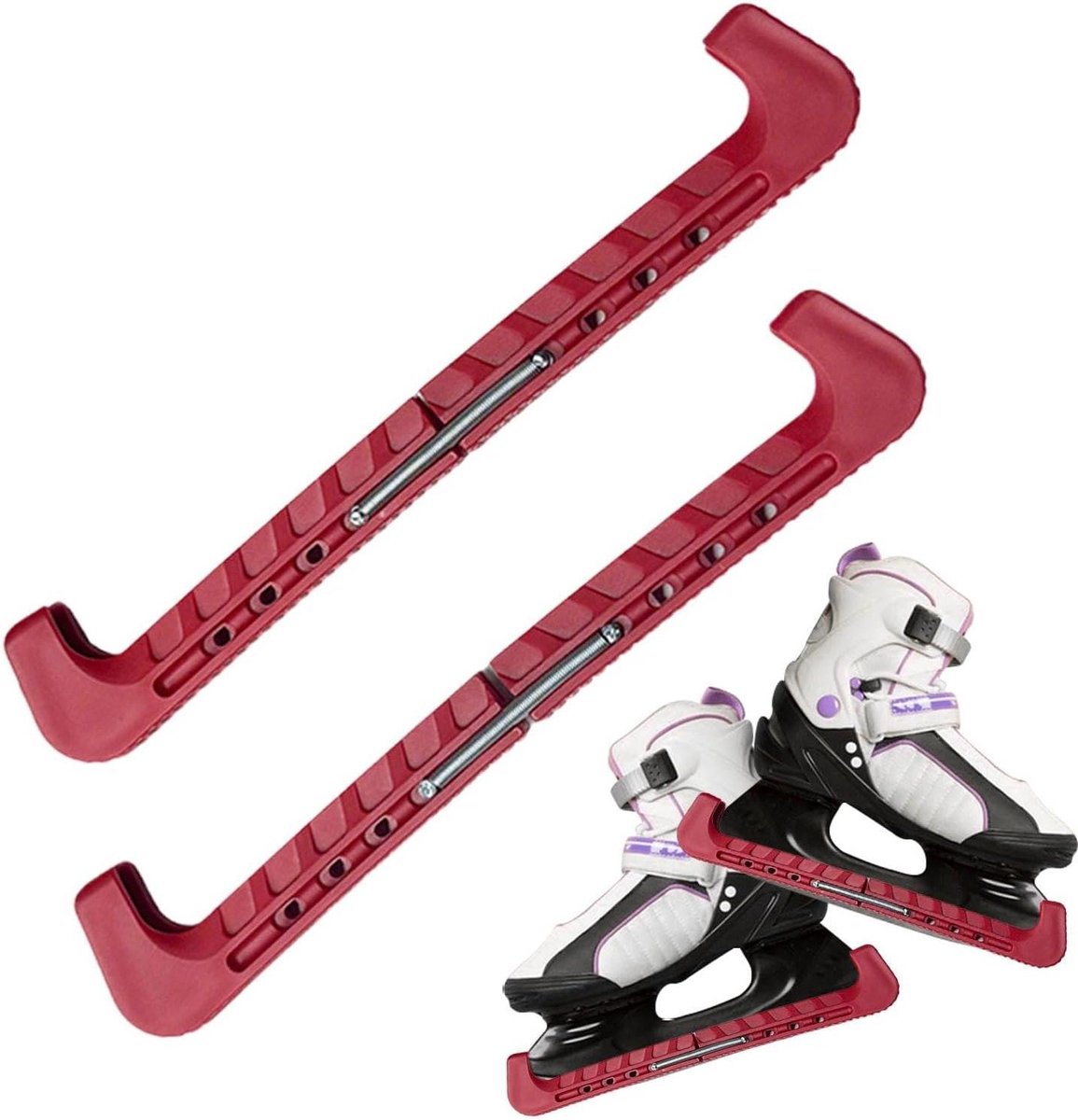 Schaatsbeschermers - Skate bescherming - Schaatsen beschermen - Slijtvast PVC - 31 cm verstelbaar - Rood