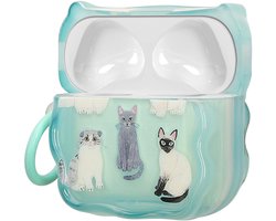 kwmobile In-Ear Oordopjes Case voor Apple Airpods 4 Case met Karabijnhaak - Headphones Case - Earphones Cover Etui - Verschillende kattenrassen design