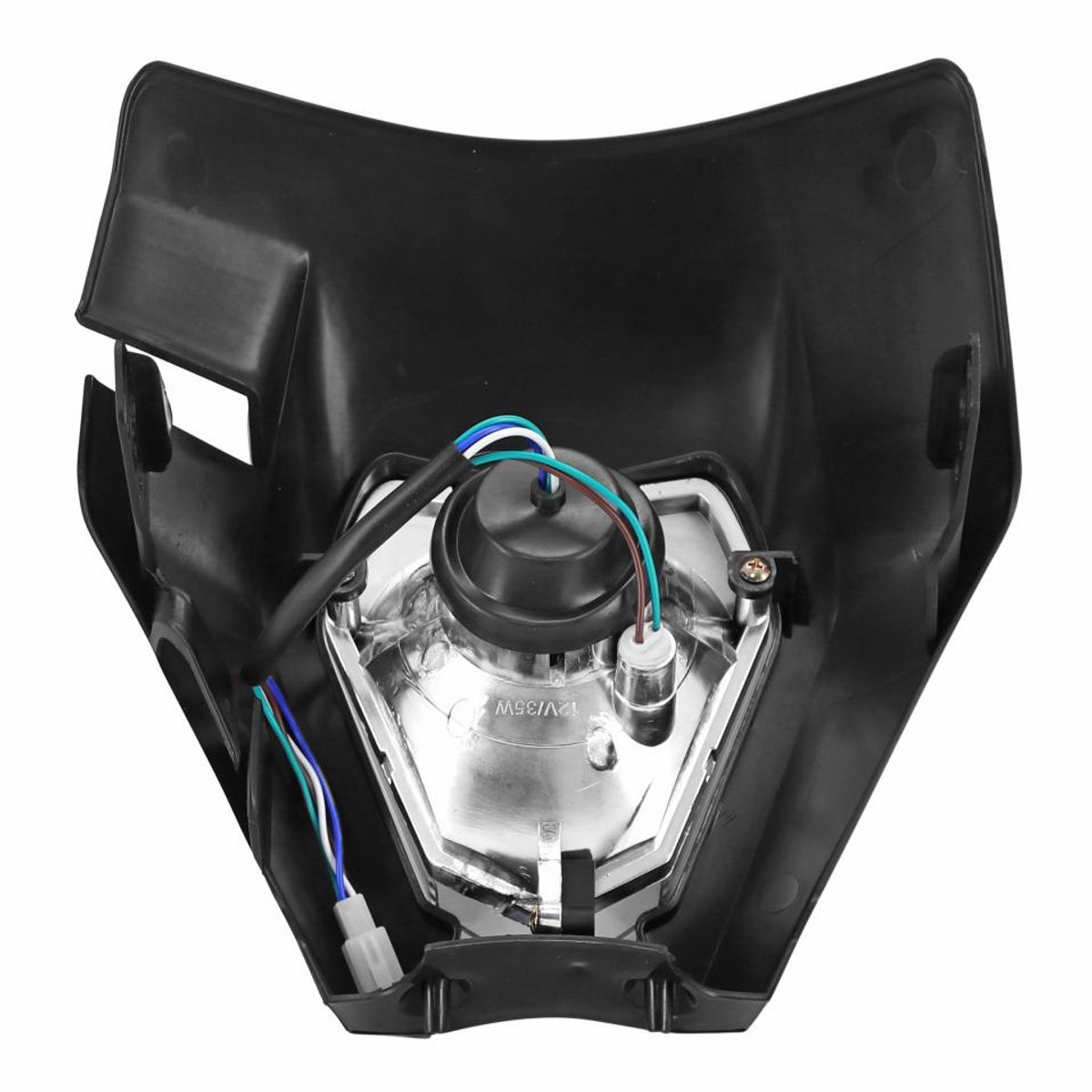 Plaque phare noire P2R type KTM avec optique 12V 35/35W pour moto 50 à boite