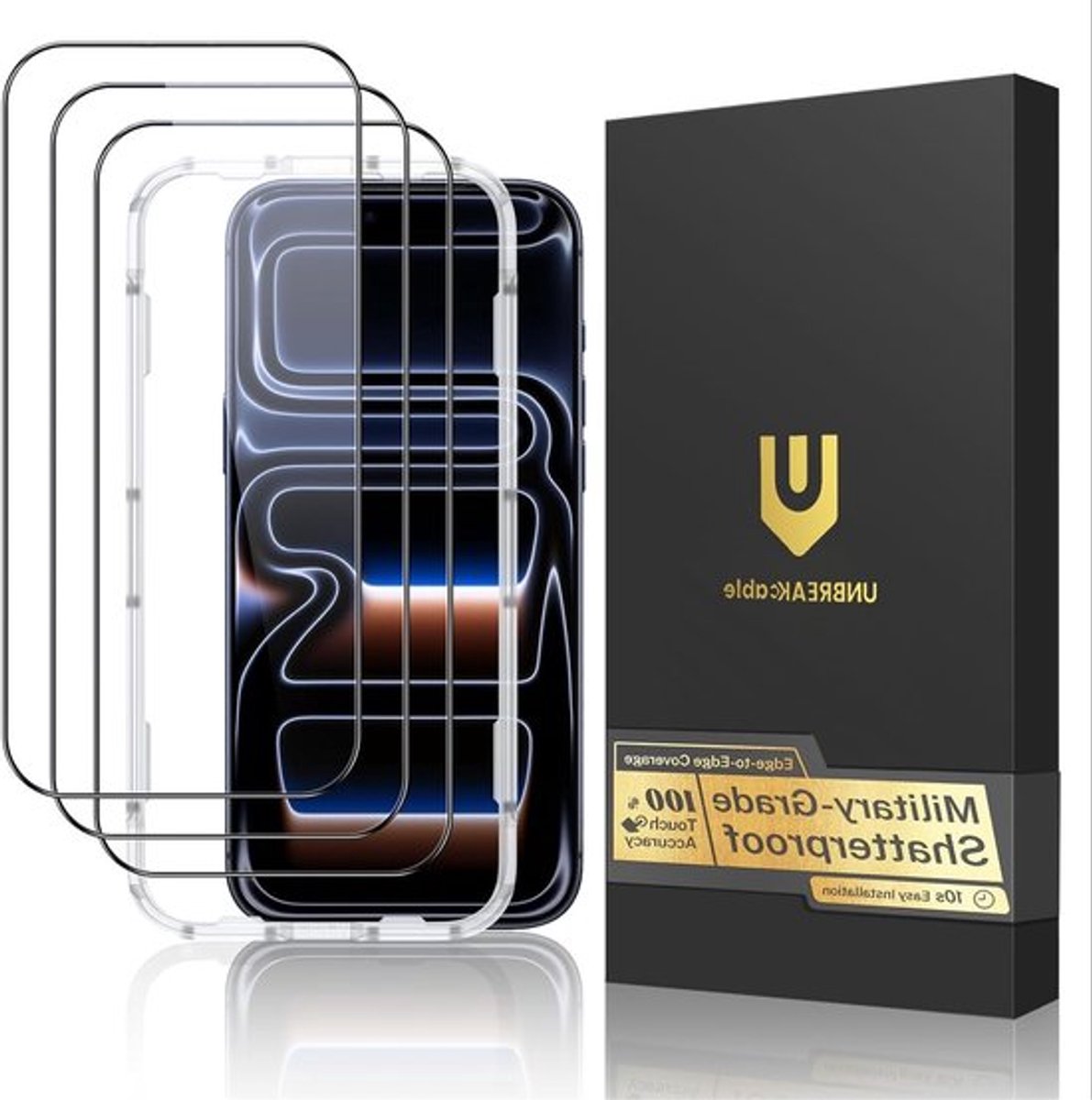 Tempered Glass Screen Protector voor iPhone 17 Pro - 3-pack, 9H-hardheid, schokbestendig, 99,99% HD- helderheid, eenvoudige installatie, case-vriendelijk, bubbelsvrij - 6,3 inch
