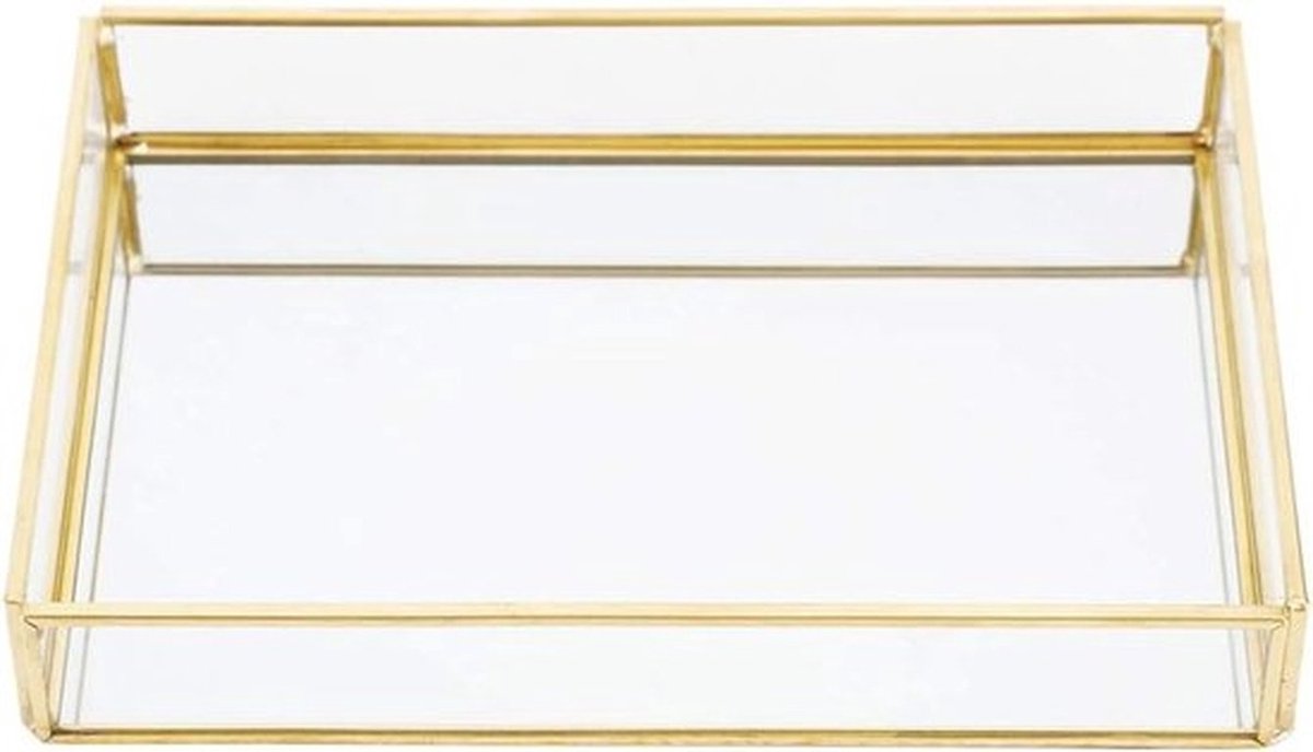 Vintage metalen glazen sieradenopbergdoos met lade voor sieraden, cosmetica en accessoires - Organizer voor oorbellen, kettingen en armbanden