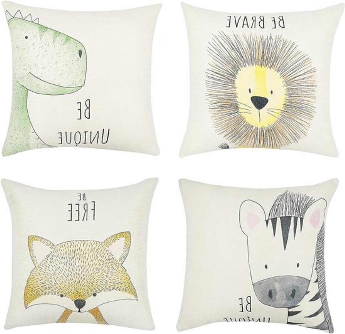 Decoratieve Kussenhoezen van Polyester 45 x 45 cm, Set van 4, Ideaal voor Woonkamer, Sofa en Slaapkamer (Beige Diermotief)
