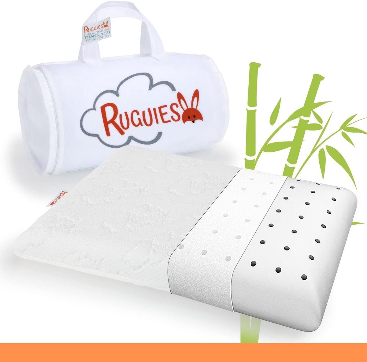 RUGUIES- Kinderkussen. Visco-elastisch kussen voor kinderbed en ledikant. Ademend en luchtdoorlatend. Met hoes en - ShopVlot