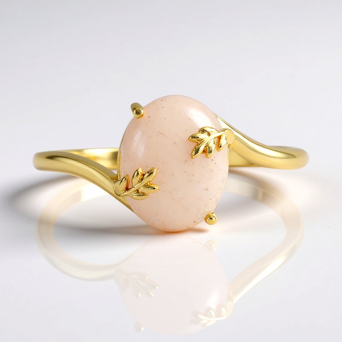 Cavill - Vergulde 925 Sterling Zilveren Ring - Madagascar Morganiet Ovaal Cabochon 2,36 ct - Elegante Damesring Met Roze Edelsteen