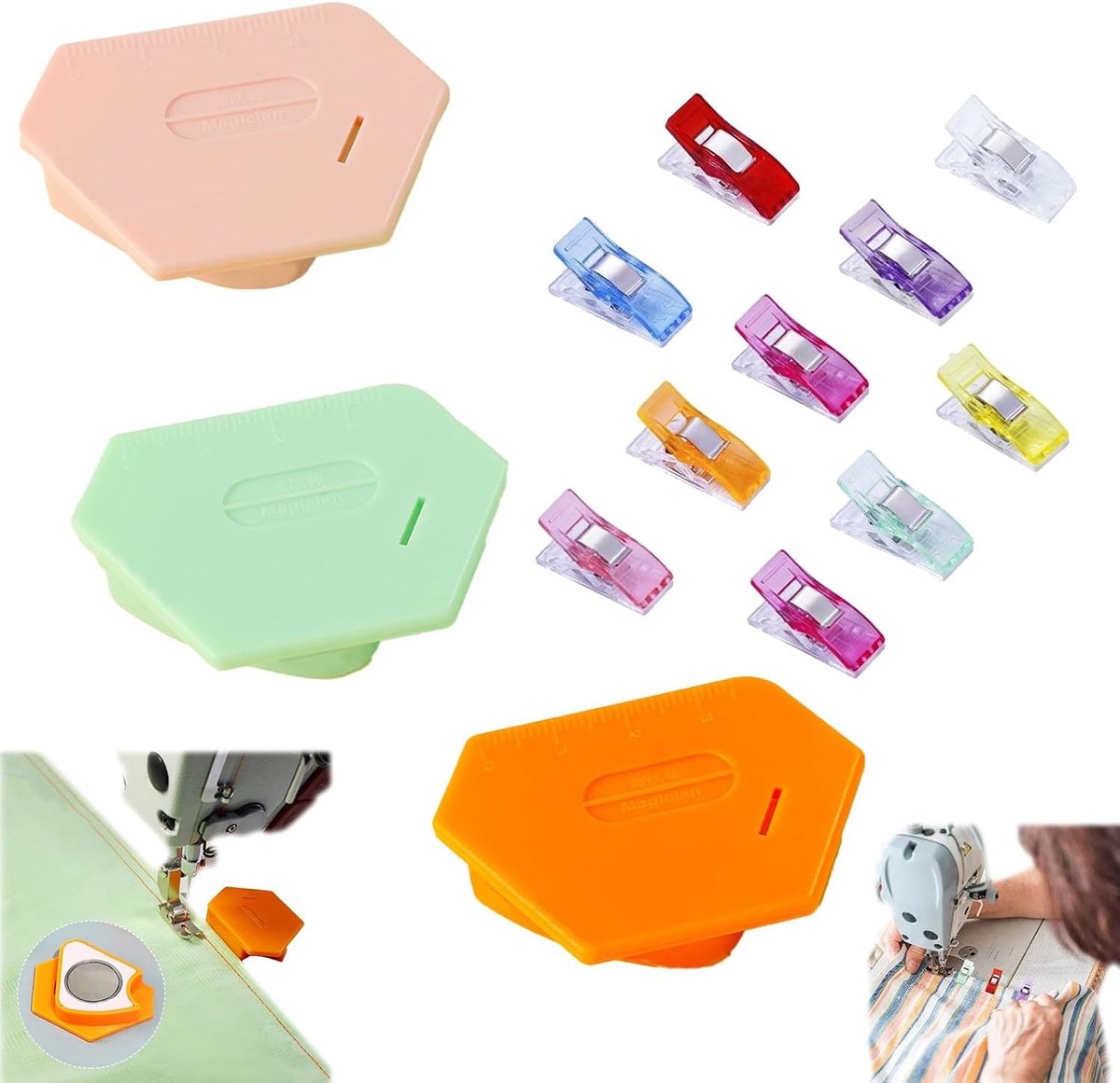 Magnetische Nahtführung Set met 10 Stoffklammern voor Precisie en Multifunctioneel Naaien - Ideaal voor Nähmaschine en Creatief Werk