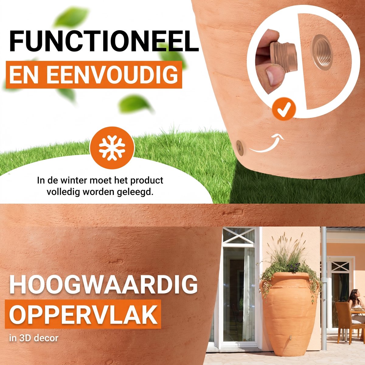 Garantia Antik Amfoor 360 liter terracotta