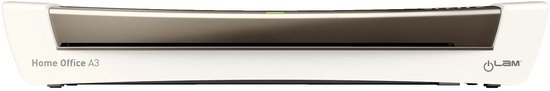 Leitz iLAM Home Office A3 lamineermachine, wit met metallic grijze gleuf en 'Leitz' logo.