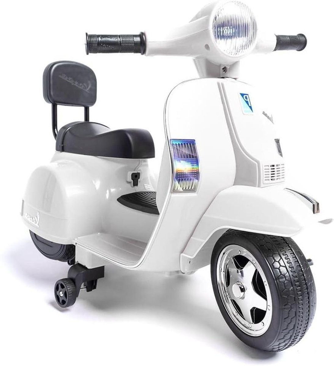 Kinder Vespa Elektrisch - Loopmotor Speelgoed - Buiten Spelen - Met Steunwielen - 67 x 57 x 40 cm - Wit