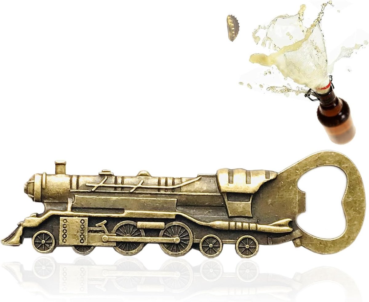 Flesopener - Bronzen - 12 x 3,5 x 0,8 cm - Zinklegering met Retro Look - Voor Mannen