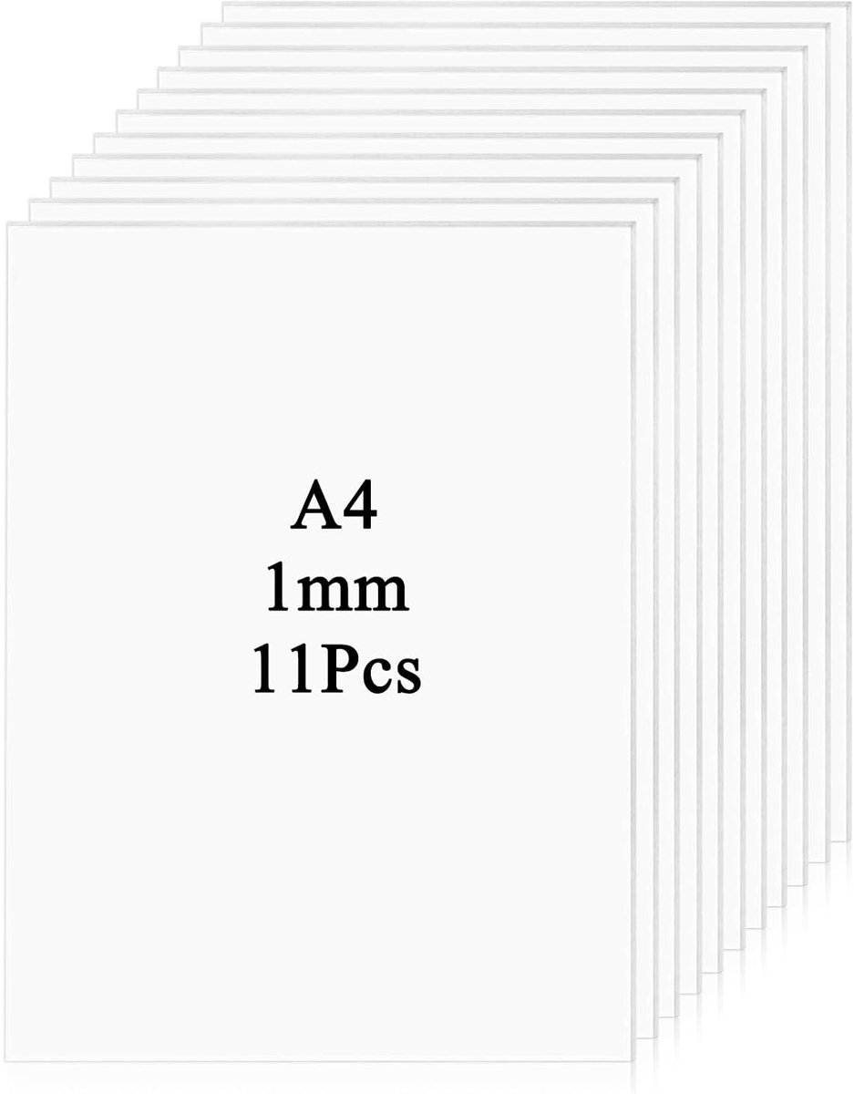 11 stuks A4-kunststof plaat - wit - 1 mm dik - polystyreen plaat - 210 x 297 mm - harde PP-plaat voor modelbouw - huisdecoratie - knutselen - architectuur - doe-het-zelfprojecten