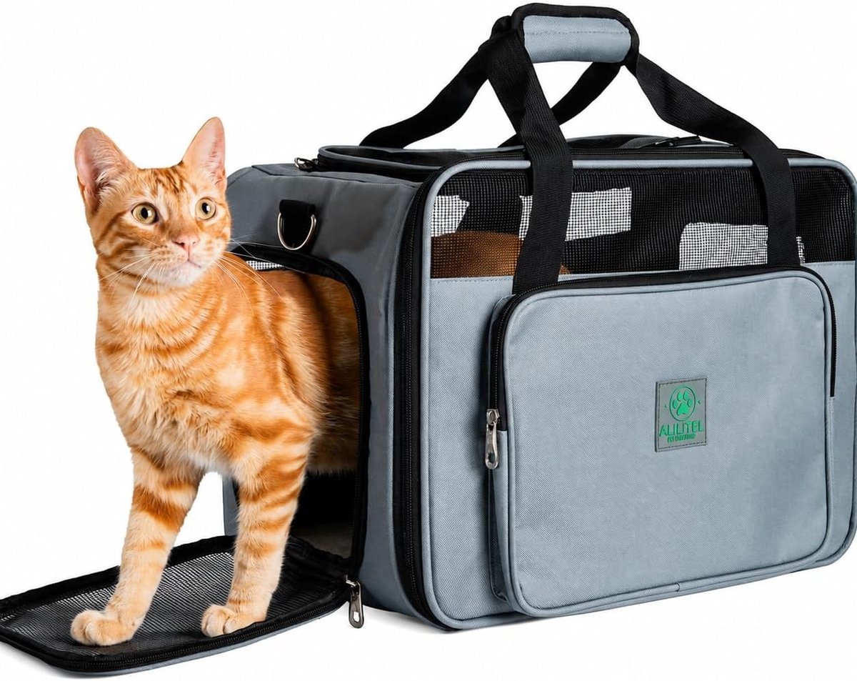 Draagtas voor Huisdieren - Grijs - 3-in-1 Rugzak voor Kleine en Middelgrote Dieren - Ademend met Comfortabele Handgrepen en Schouderriem