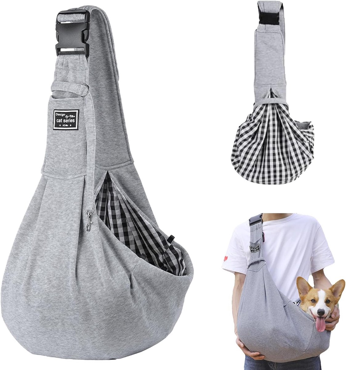 Hondendraagtas - Grijs - Draagbare Draagtas voor Honden tot 10 kg - Comfortabele Schoudertas voor Wandelen en Activiteiten