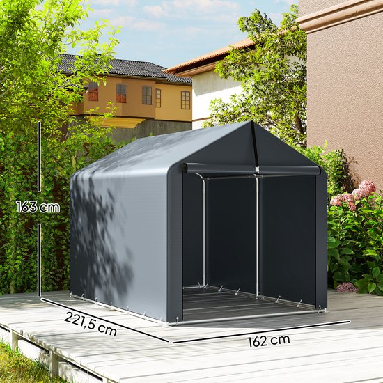 Outsunny Tuinopbergtent-PE, Gegalvaniseerd Staal-162L x 221,5B x 163H cm-Donkergrijs van Outsunny — afbeelding 4
