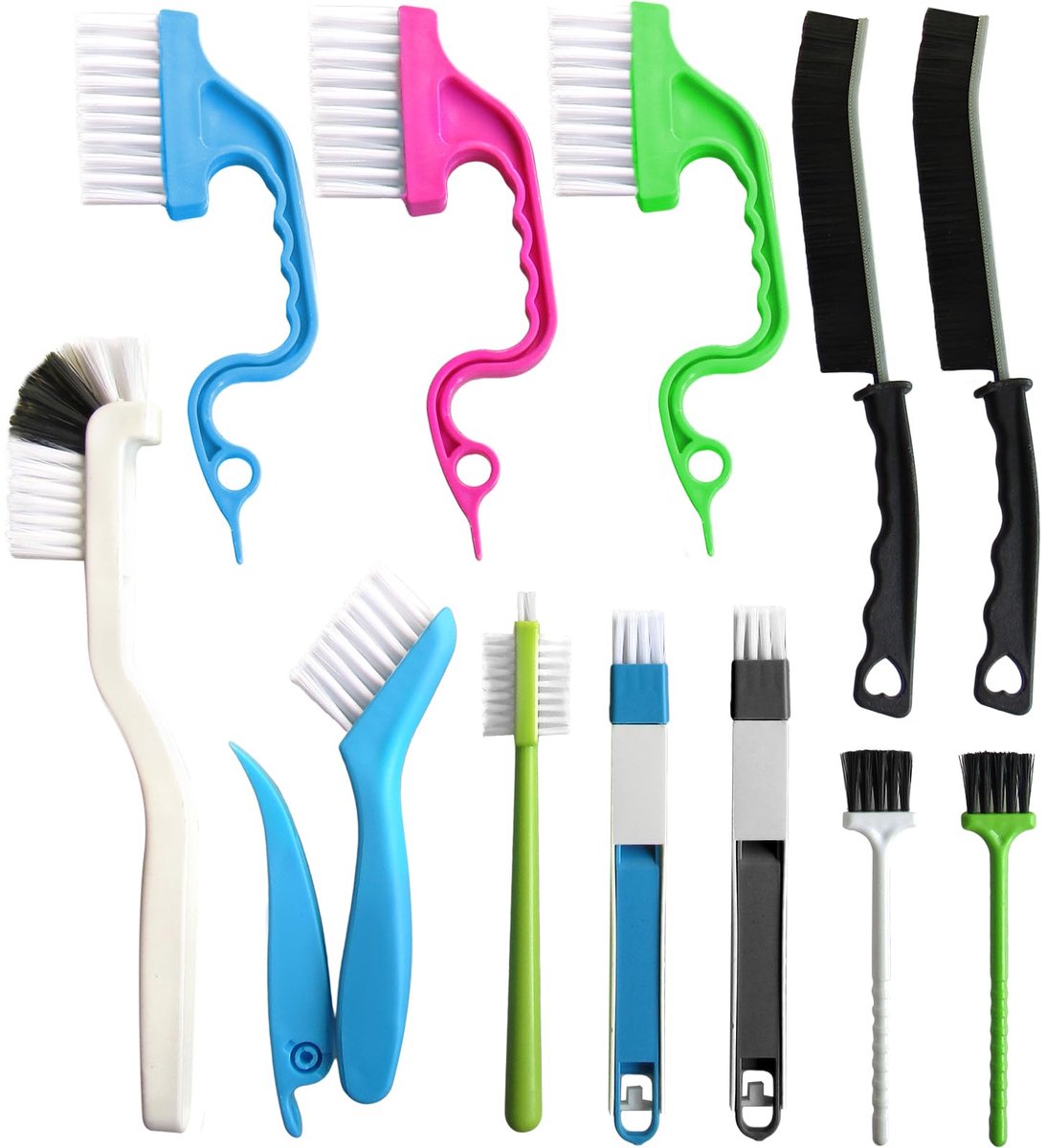 12 stuks Groove Gap Cleaning Tools, spleet reinigingsborstel, deur raam track groef hoek spleet reinigingsborstels - ShopVlot
