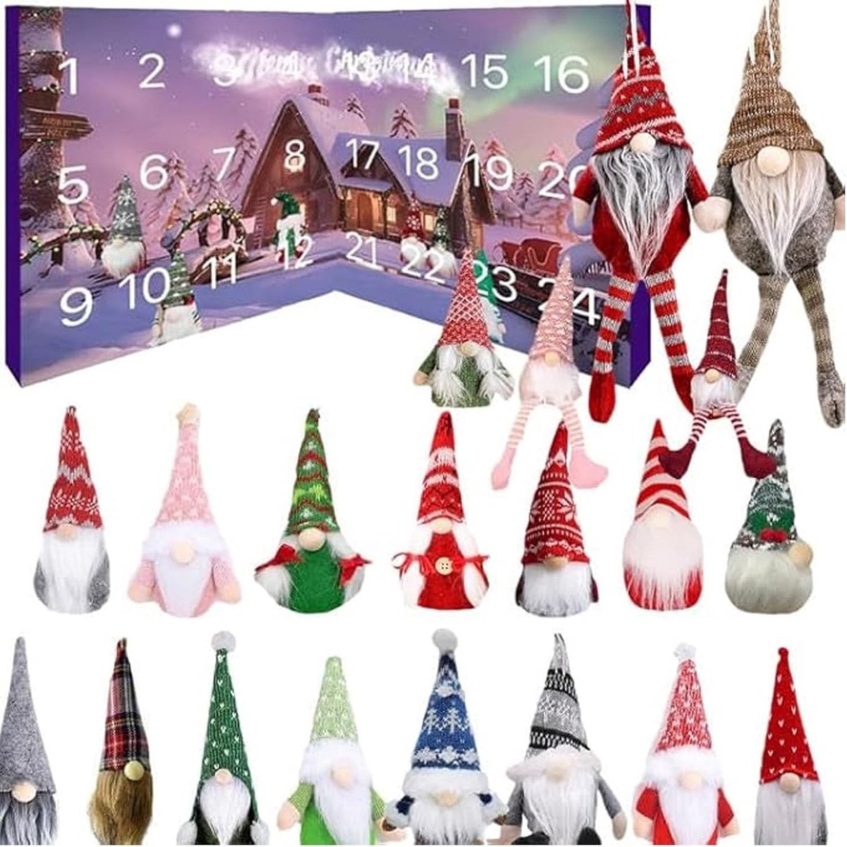 Kerstkabouter Adventskalender - Rood - 2026 - Handgemaakt Pluche - Voor Gezinnen en Volwassenen