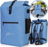 NAYD Enkele Fietstas Rugzak - Lichtblauw - 100% Waterdicht - Pakaftas Elektrische Fietsen - Fietstas, Schoudertas en Rugtas in 1 - 28 Liter