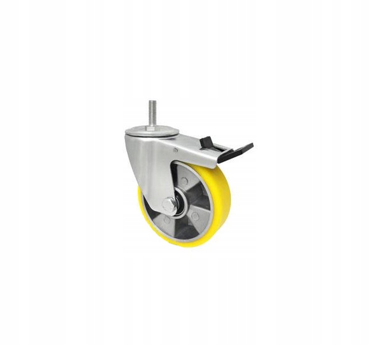 Aluminium-polyurethaan wiel met rem, Ø125mm, M12x35