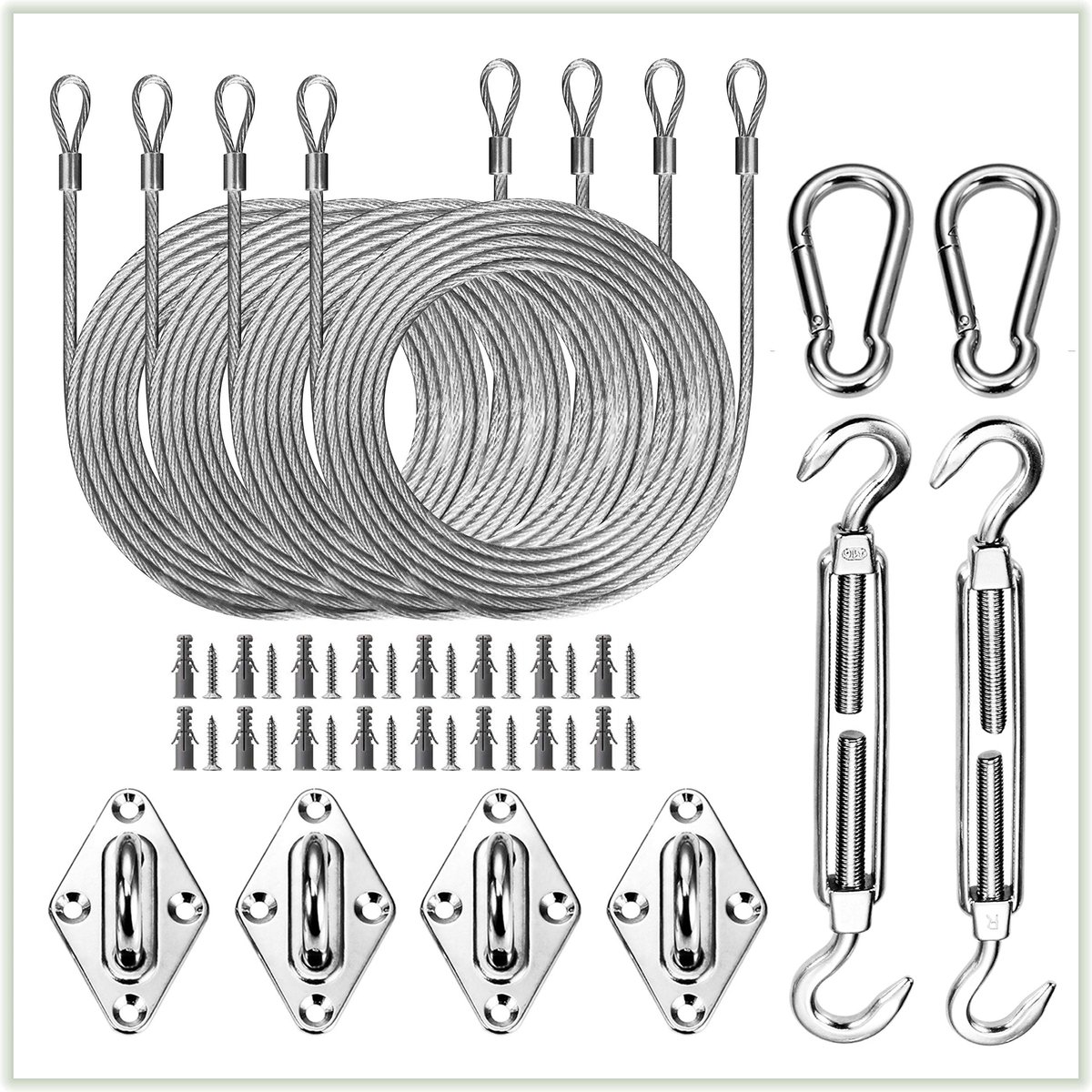 ColourTree Hardware Kit Set for Rectangle/Square Sun Shade Sails Canopy, Easy-Tensioning, 316 Military-Grade Stainless - ShopVlot