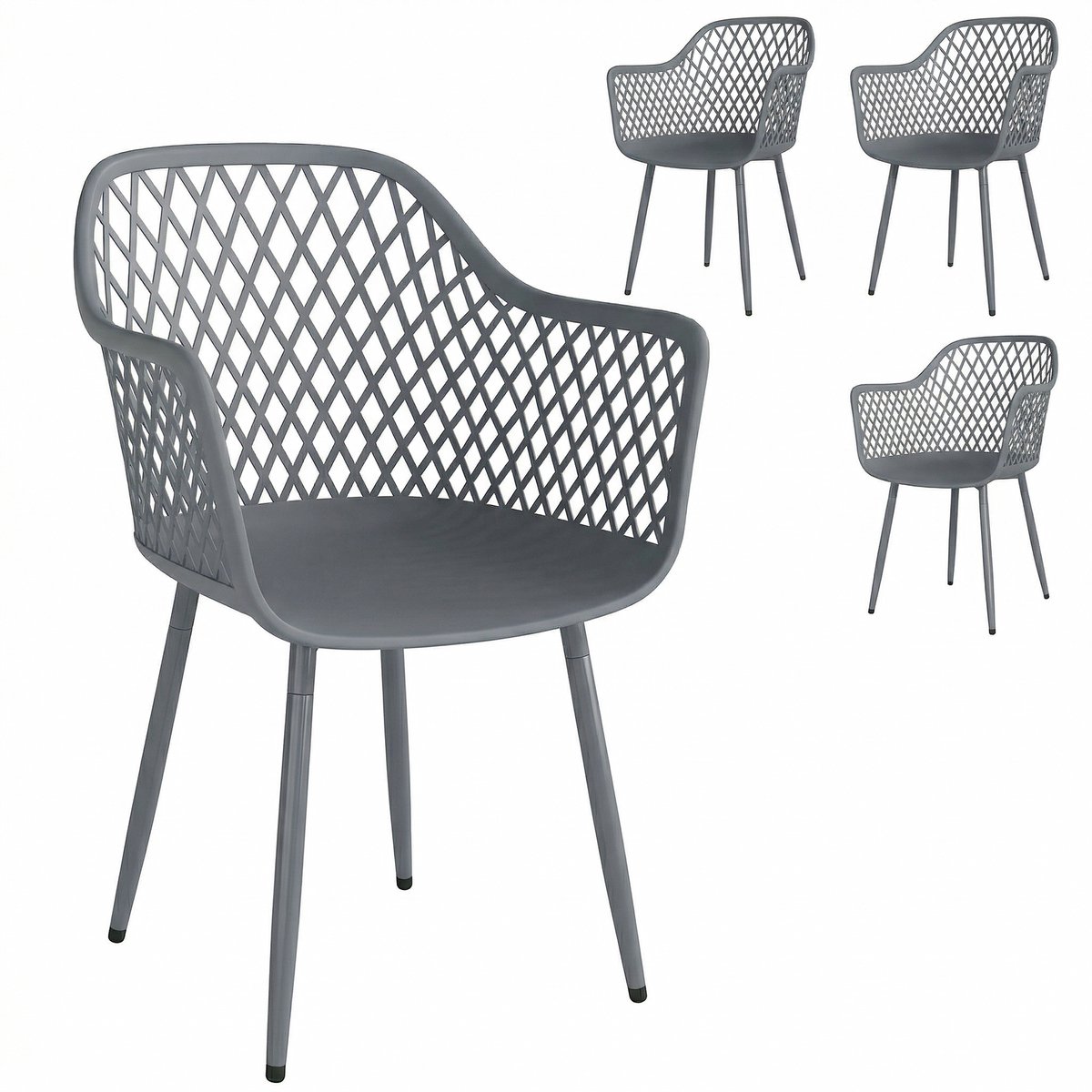 Outsunny Set van tuinstoelen voor buiten-Metaal, kunststof-56L x 51B x 84H cm-Donkergrijs