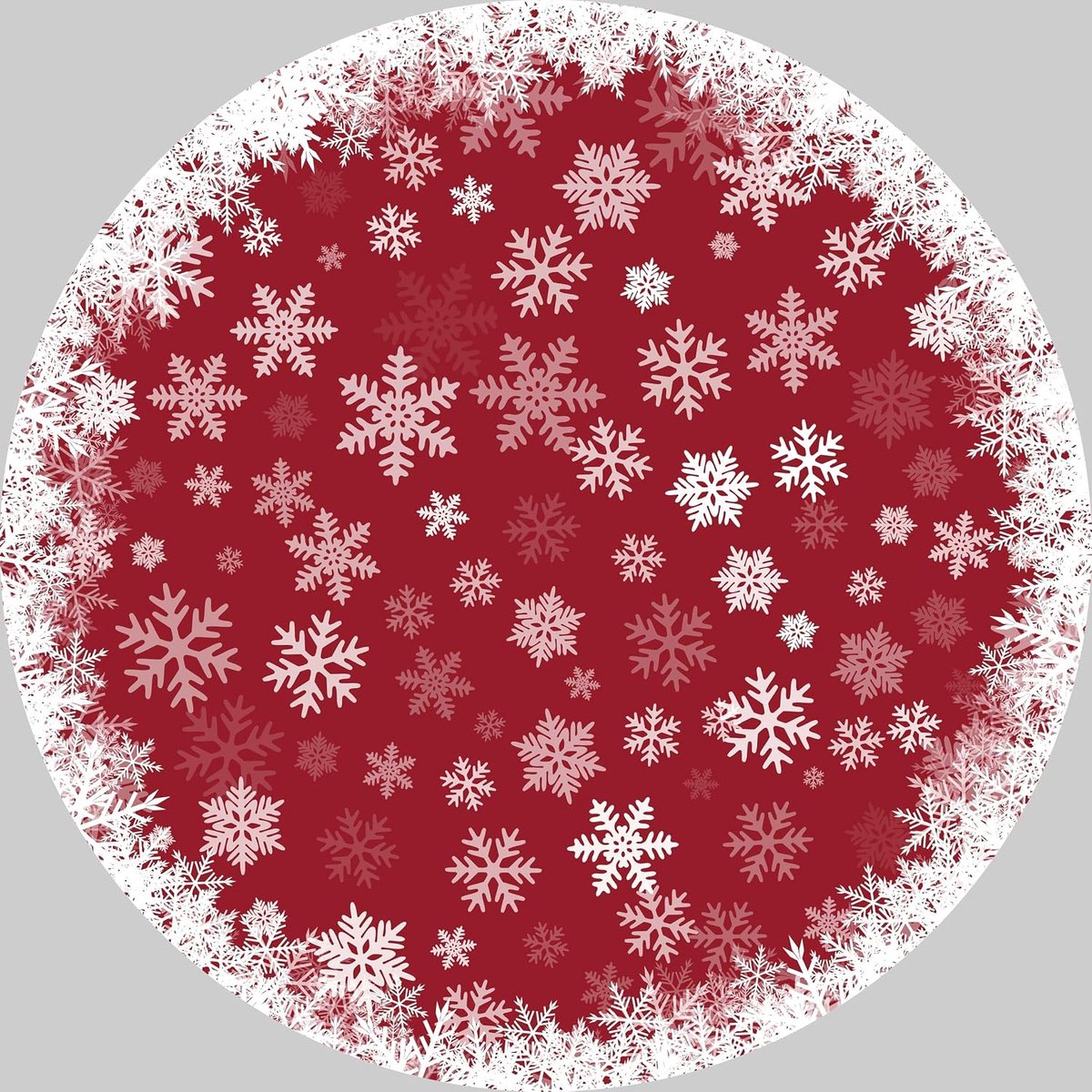 Vloerkleed Kerst Sneeuwvlokken Fluweel Rood 120x120 cm Opvouwbaar Gewassen Achterkant Zwaar Woonkamer