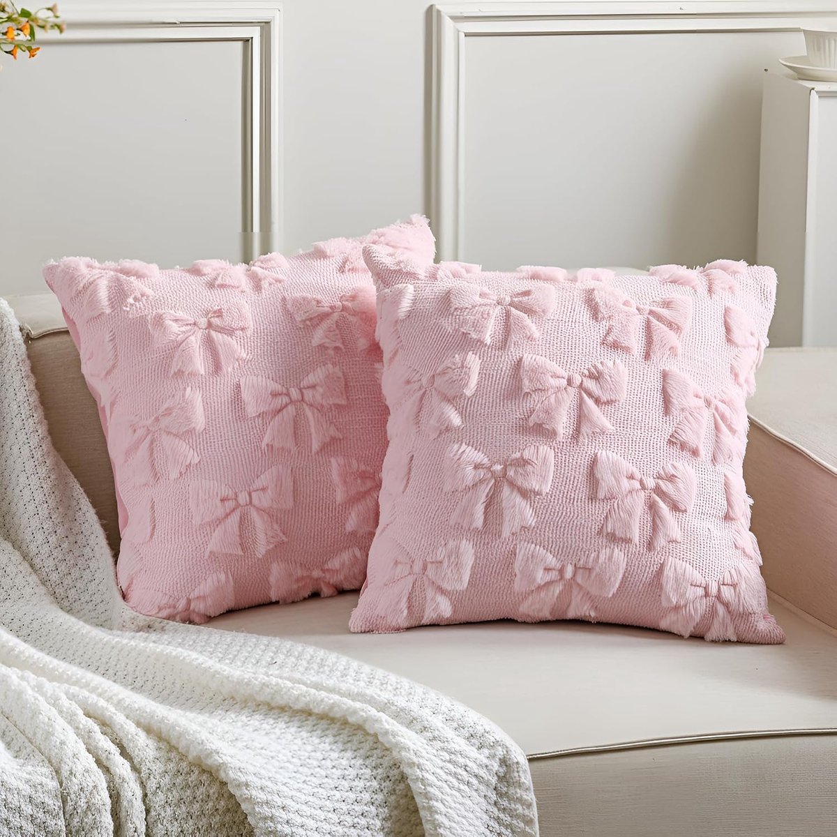 2-delige set - sierkussens - sierkussenhoes - sierkussen set - sierkussenhoes 45x45 - kussensloop met rits - kussensloop 45x45 - kussentjes - kussentjes woonkamer - kussentjes voor op de bank - roze