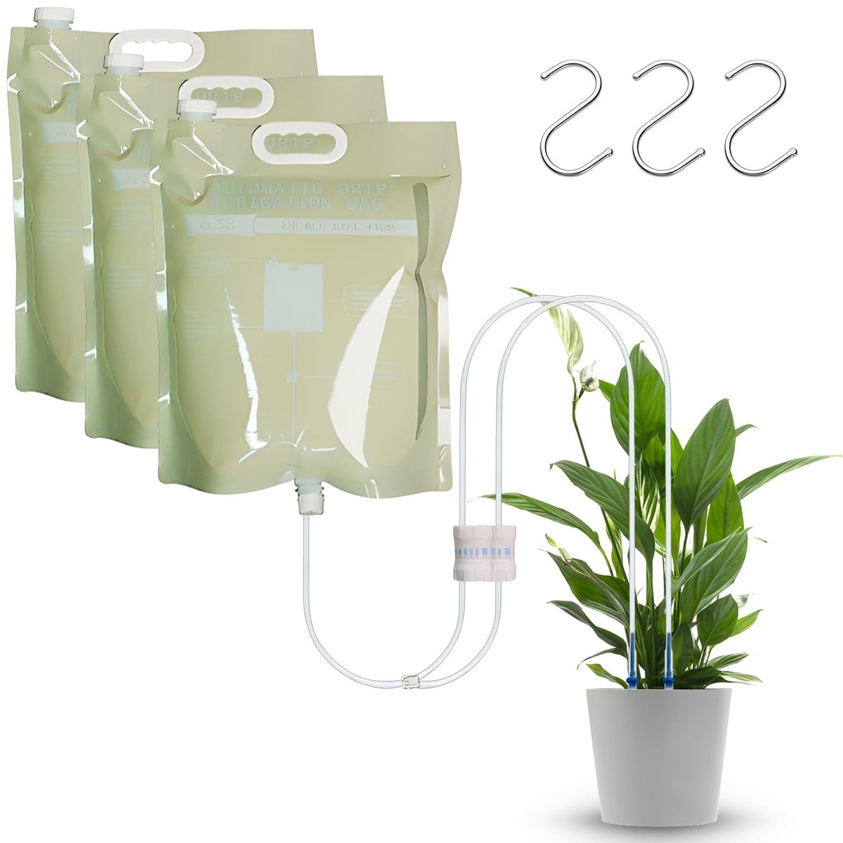 3 stuks 6,5 l planten automatische irrigatie druppelirrigatiezak, infusiezak met 2 instelbare ventielen, kamerplanten - ShopVlot