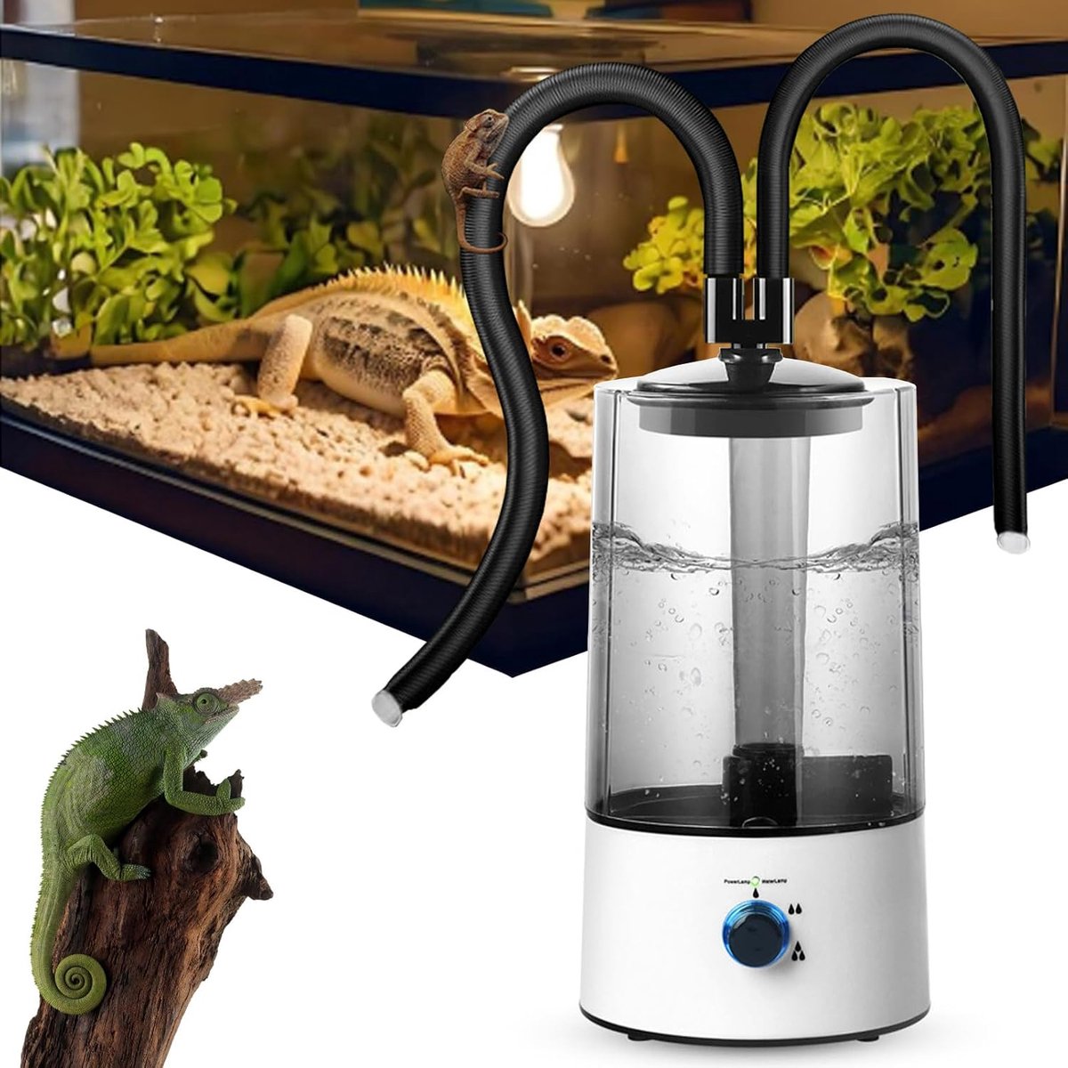 4 liter reptielenluchtbevochtiger terrarium, vernevelaar terrarium met uittrekbare dubbele lucht, drietraps sproeigrootte-instelling, terrarium, luchtbevochtiger voor een groot aantal
