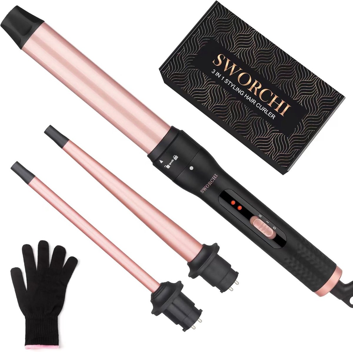 Krultang Set - Roségoud - 3-in-1 Keramisch - Voor Lang en Kort Haar