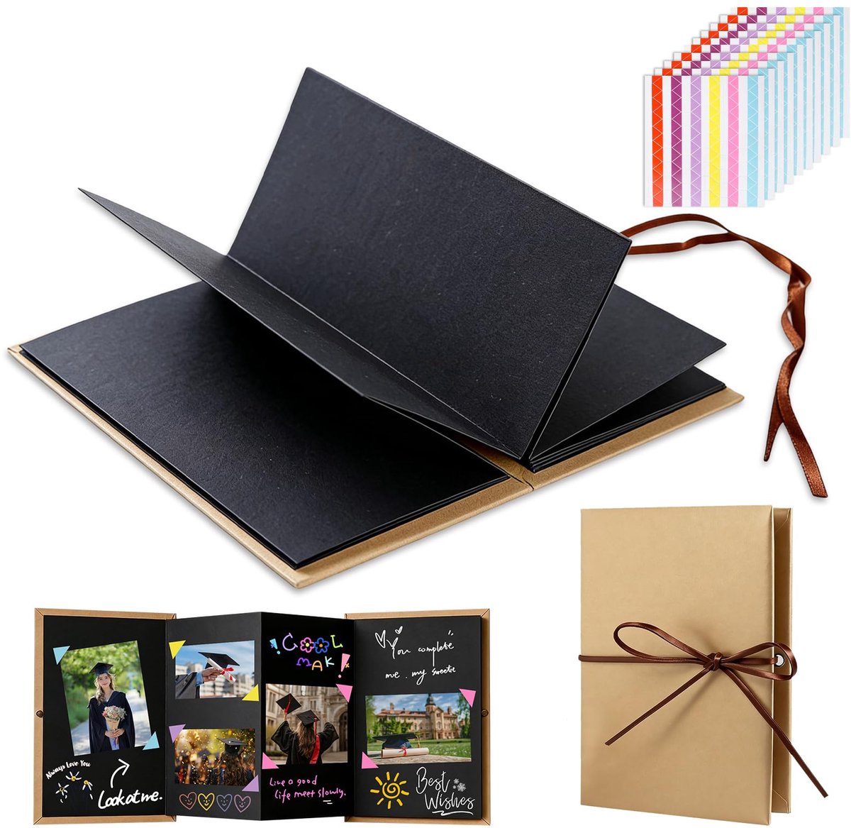 Fotoalbum om zelf vorm te geven, 2 stuks, mini-fotoalbum, doe-het-zelf, scrapbook, klein fotoboek met 10 vellen - ShopVlot
