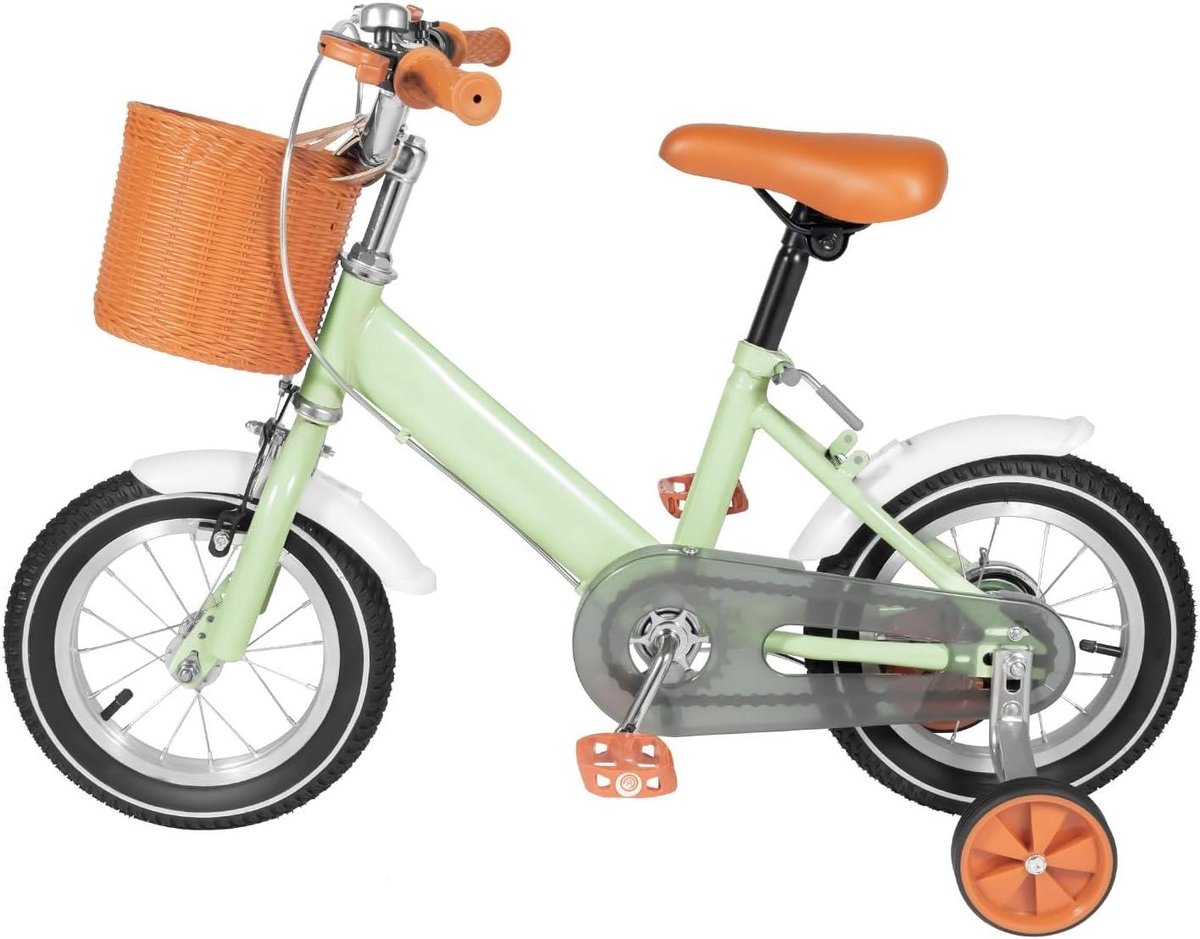 Kinderfiets Loopfiets Buiten Spelen Met dje & Steunwielen 12 Inch Groen