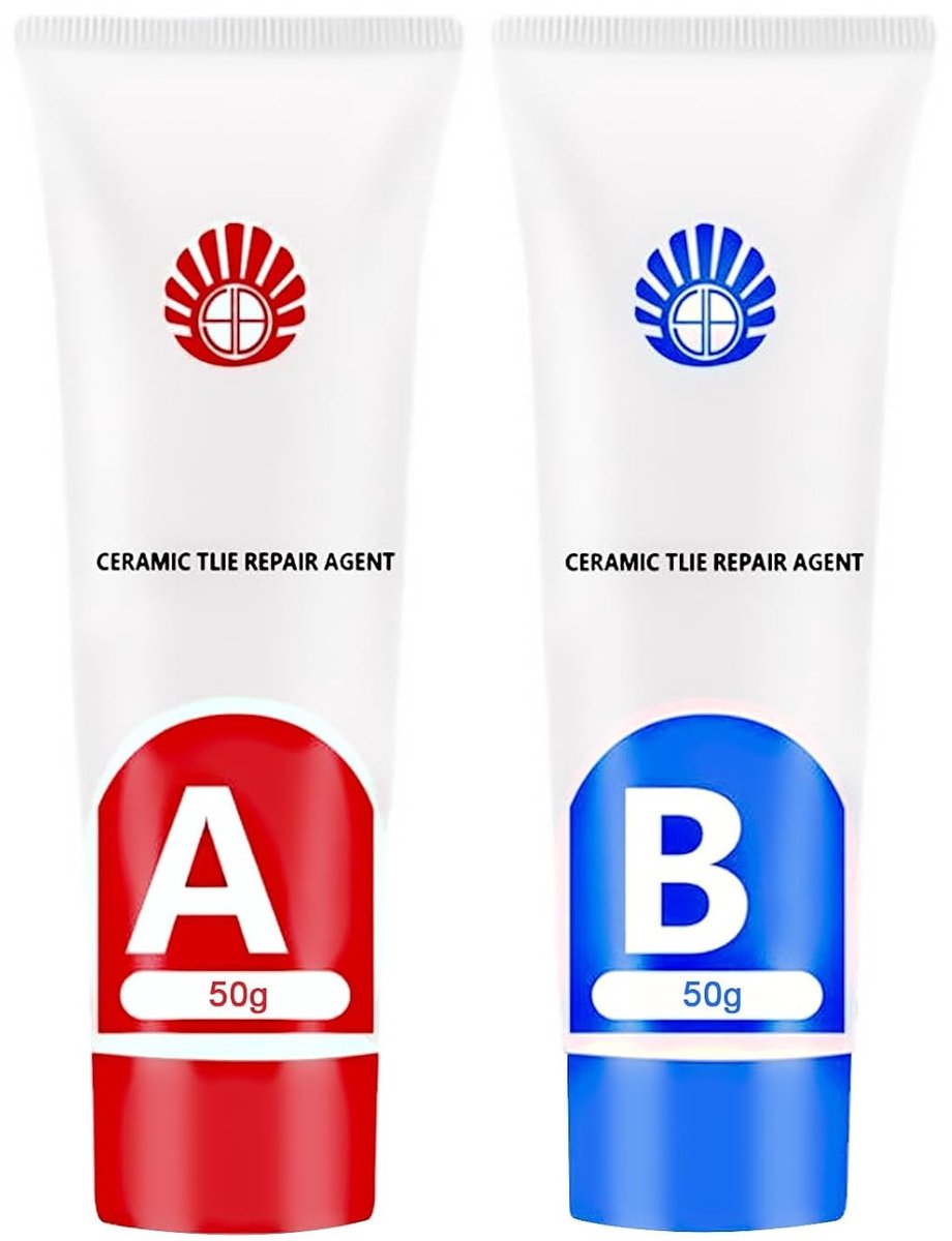 Tegelreparatieset - Wit - 50 g + 50 g - Epoxyhars met A+B Mengverhouding - Voor Keramiek en Porselein