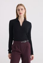 Felix Hardy Trui Met Polokraag - 100% Katoen Dames Zwart - M
