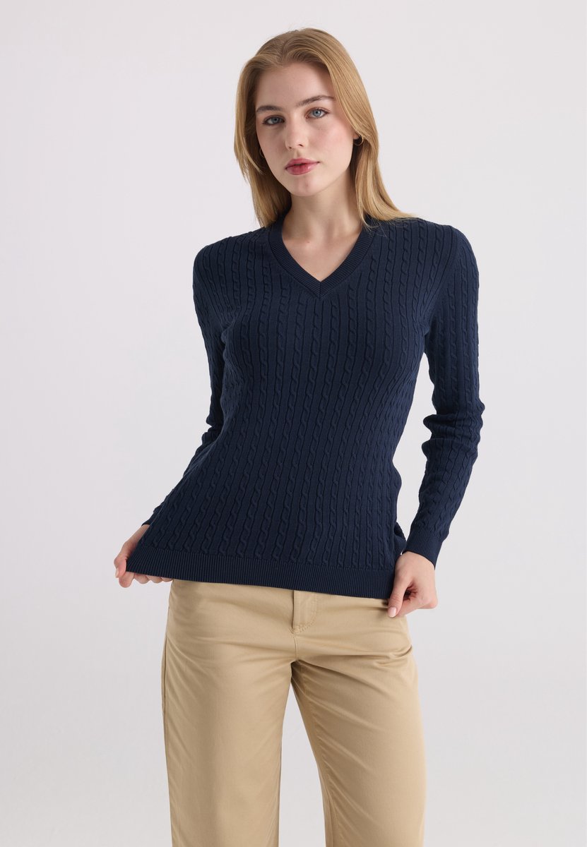 Felix Hardy Trui Met V-Hals - 100% Katoen Dames Navy - M