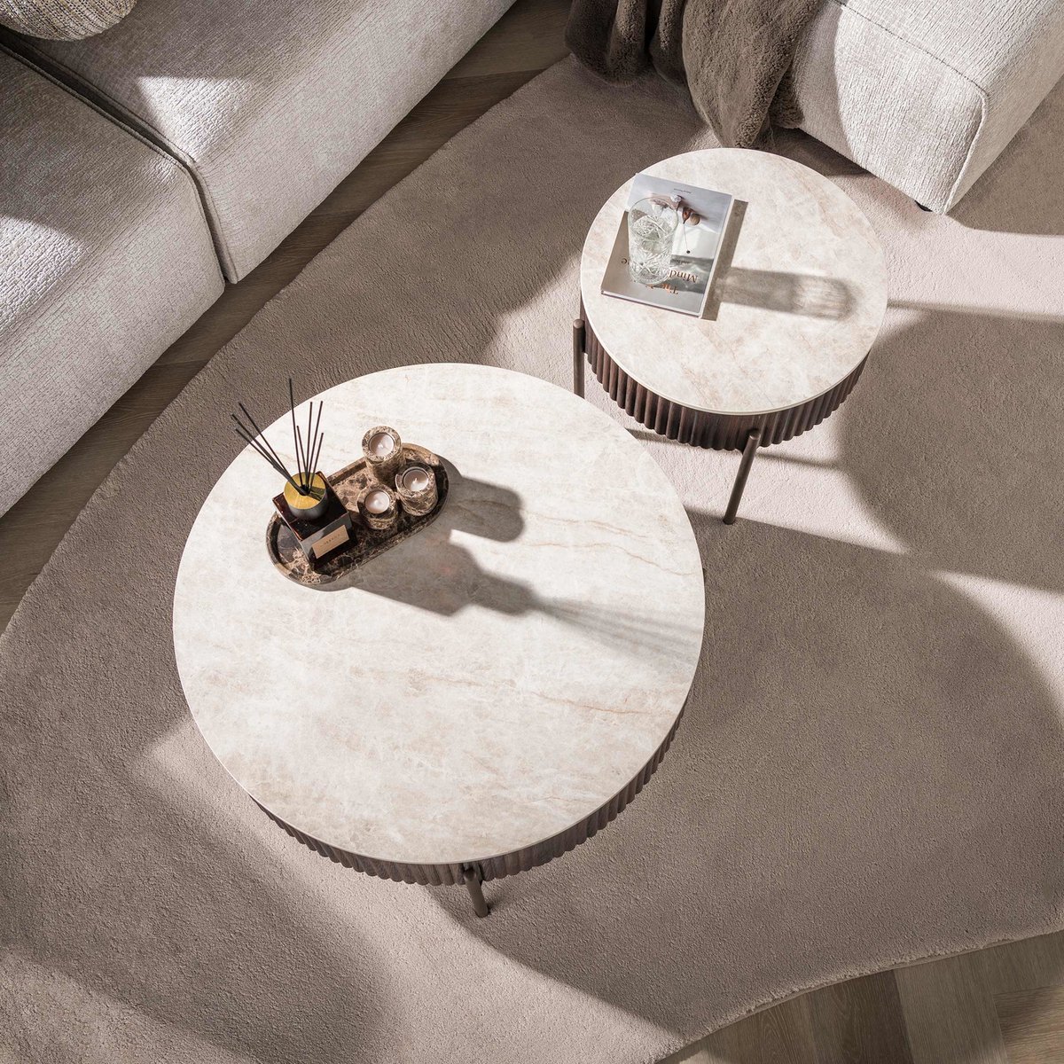 Giga Meubel Salontafel Ceramo Taj Mahal – Rond – Keramiek – Set van 2