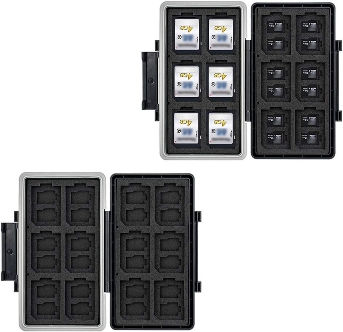 Waterdichte geheugenkaart houder met 36 slots voor 24 micro SD kaarten en 12 SD SDHC SDXC kaarten, ideaal voor fotografen en videomakers