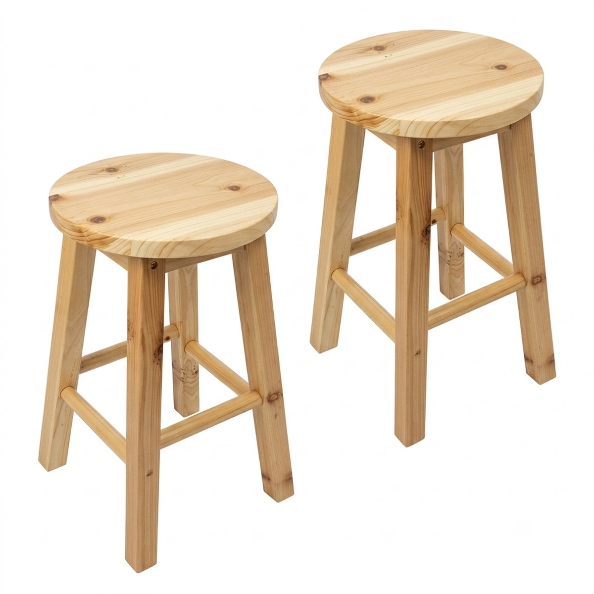 Begryf - Tabouret set van 2 - naturel - grenenhout - 28 x 28 x 46 cm